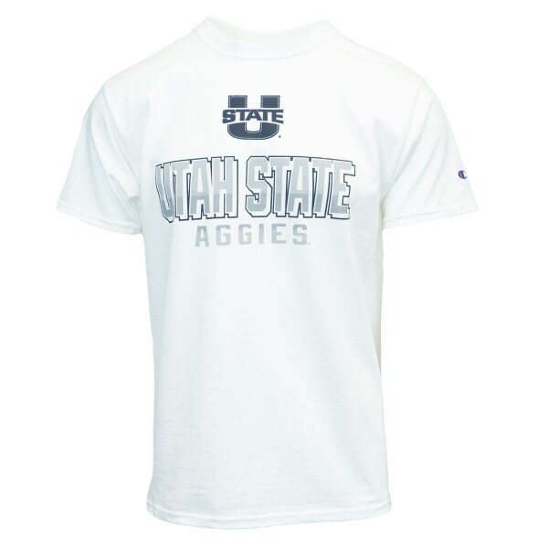 Utah State 3D Bold Letters White Champion T-Shirt